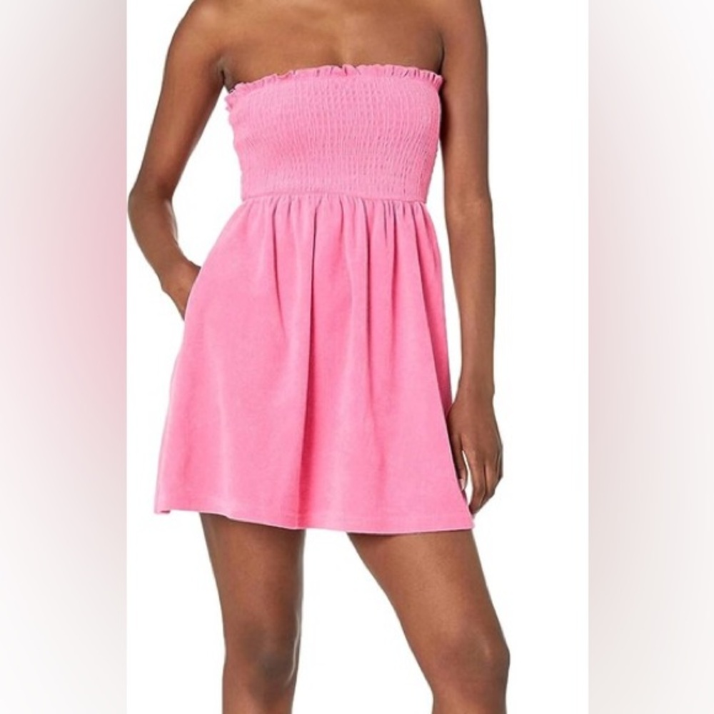 Bright Barbie Pink Strapless Mini Dress